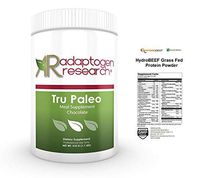 Adaptogen Research Tru Paleo HydroBeef Bone Broth Protein Isolate | Pure Beef Protein Grass Fed with Collagen Peptides &  Chelated Minerals | Chocolate Flavor | 510 G