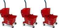 Carlisle 3690805 Commercial Mop Bucket With Side Press Wringer, 26 Quart Capacity, Red (3-(Pack))