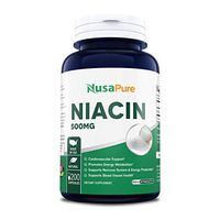 Niacin 500mg 200caps (Non-GMO & Gluten Free) Supports Nervous System and Energy Production - Be Aware Niacin May Cause Flush