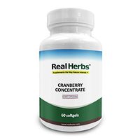 Real Herbs Cranberry Concentrate - Derived from 12600mg of Cranberries with 50:1 Extract Strength - Easier to Swallow than Capsules or Pills - Cranberry Supplement for UTI Support  - 60 Softgels
