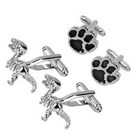 2 Pair Copper Silver Cufflinks Animal Pattern Cuff Links Novelty Jewelry Trendy Mens Cuffs Styling Designs Design Good Beauty Unique Stylish Accesories Cheap