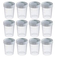 Specimen Cups Grey Screw top Lids, 4 oz/120cc with Graduations (Pack of 12)