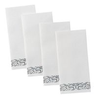 Superior Quality Decorative Linen-Feel Hand Towels By Bloomingoods – Silver Floral Disposable Paper Towels For Guests – Pack Of 100 – Ideal Size Of 12x17 Inches Unfolded And 8.5x4 Inches Folded