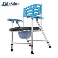 Bedside Commodes Commode Chair Aluminum Alloy Blue Collapsible Lightweight Toilet Seat Portable Toilet Seat for The Disabled Elderly (Color : Blue)
