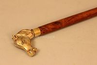BRASS HANDLE VICTORIAN DESIGNER & RARE CANE ANTIQUE WOODEN WALKING STICK