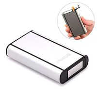 Hometu Cigarette Case Pocket Aluminum Metal Automatic Ejection Cigarette Holder/Cigarette Box/Tobacco Storage Case Silver