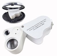 White 30X 60X Dual Lens LED Magnifier Illuminated Magnifying Glass Pocket Jewelry Loupe for Reading Inspection Low Vision Crafts Hobby