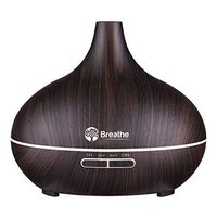 Breathe Essential Oil Diffuser | 400ml Diffusers for Essential Oils with Measuring Cup & Cleaning Kit | 16 LED Color Light Options, 4 Timer Settings, 2 Mist Outputs, Auto Power Off | Espresso