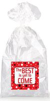 The Best is Yet to Come Red Party Favor Bags with Ties - 12pack