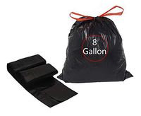 Feiupe 8 Gallon Drawstring Garbage Bag Trash Bag Can Liner (Black, 8 Gallon(90 Bags))