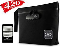 Smell Proof Bag + Grinder Card | Durable Water Repellent Odor Proof Stash Bag with Combination Lock & Inside Pouches For Your Herbs & Smelly Accessories: Pipe, Vape, Rolling Papers (Black)