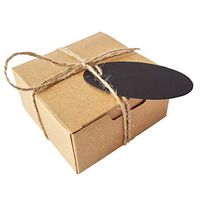 Gold-Furtune 50PCS Square Gift Wrapping Kraft Paper Box With Tags & Hemp Rope Paper Soap Box (Brown Box With Black Hemp Rope)