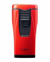 Colibri Monaco Pyramidal Triple Jet Cigar Lighter Leather Pouch in an Attractive Gift Box with Leather Pouch Warranty Metallic Red