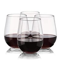 Plastic Wine Glasses 64Pcs - 16oz Unbreakable Wine Tumbler - Hard Plastic Crystal Cut Whiskey Glasses - Clear Disposable Red Wine Goblet - Bulk Party Cocktail Cup for Wedding, Birthday & All Occasions