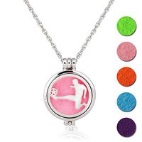 GIONO Essential Oil Diffuser Necklace Aromatherapy Fragrance Soccer Man Pendant Aroma Felt Pads Surgical Solid Locket