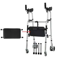 QFXFL Folding Walker with Seat, Seniors Folding Slides Rolling Walker Lightweight Travel Walker with Hand Grip for Men and Women ZQ004