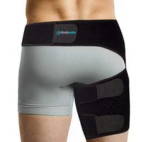BODYMATE Compression Wrap for Groin Hip Thigh Quad Hamstring Joints Sciatica Nerve Pain Relief Strap (Small, Black)