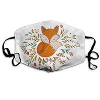 Fox Sleeping In A Floral Made Bed Circle Half Face Mouth Mask for All Season- Breathing Dust Color Dust Mask Washable And Reusable With Adjustable Ear Loops- Fits Men & Women