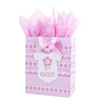Hallmark 13" Large Baby Girl Gift Bag with Tissue Paper for Baby Showers, New Moms and More (G is for Girl, Pink)