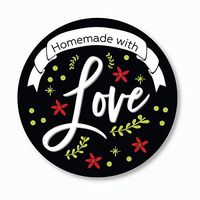 24ct, 2" Homemade with Love Stickers for Holidays and Christmas, Perfect for Jars (#093-2)