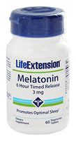 Life Extension - Melatonin 6-Hour Timed Release 3 mg. - 60 Vegetarian Tablets