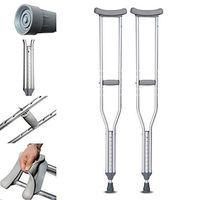 ZBYL Adult Underarm Crutches Ergonomic Design Non Skid Lightweight Aluminum Alloy for Travel Or Work, 2 Crutches Included