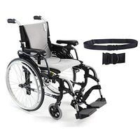 Karman S-Ergo 305 Ultra Lightweight Ergonomic Wheelchair | Adjustable Seat Height | Seat Size 16" X 17" | Frame Color Pearl Silver & Free Black Wheelchair Seatbelt!