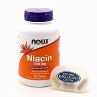 Bundle - 2 Items: 1 Bottle of Niacin 500 mg Time Released Vegetarian by Now Foods 250 Tablets and 1 VDC Pill Box