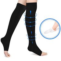 Compression Socks 20-30mmHg High Knee - Open Toe Pressure Stockings for Relieve Varicose Veins Leg Pain Suitable for Maternity Nurses Women Men with Free Auxiliary Wear Sock Sleeve