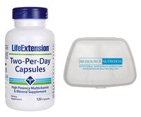 Biosource Nutrition Pocket Pill Pack in Bundle with Life Extension Two Per Day High Potency Multivitamin and Mineral Supplement 120 Capsules Biosource Nutrition Pocket Pill Pack