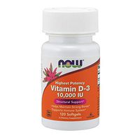 NOW Supplements, Vitamin D-3 10,000 IU, Highest Potency, Structural Support*, 120 Softgels