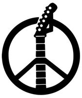 Hippie Peace Sign Guitar - Sticker Graphic - Auto, Wall, Laptop, Cell, Truck Sticker for Windows, Cars, Trucks