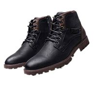 SUGEER Mens Boots Men's Retro Shoes High-Top Side Zipper Tooling Boots Outdoor Desert Boots Hiking Boots Black