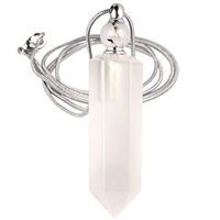 SUNYIK Natural Color Agate Stone Essential Oil Diffuser Necklace for Women, Hexagonal Pointed Healing Crystal Perfume Bottle Pendant with Chain for Men, 28"