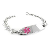 My Identity Doctor - Pre-Engraved & Customized Women’s Dementia Medical ID Bracelet, Heart Chain Pink