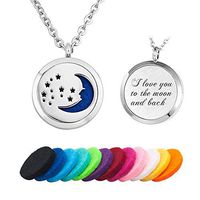 Infinite Memories - I Love You to The Moon and Back - Pendant Essential Oil Diffuser Necklace Aromatherapy Locket Women Men Gift