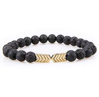 Bivei Essential Oil Diffuser Bracelet, Lava Rock Stone Bead Hametite Therapy Arrow Bracelet-Golden