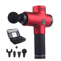 Portable Massage Device Helps Relieve Muscle Soreness and Stiffness, Massage Gun Deep Tissue Percussion, Handheld Button Quiet Electric Body Massager with 4 Massage Heads and Suitcase (Red)