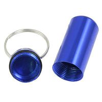 uxcell Royal Blue Aluminum Pill Tablet Case Box Cylinder Holder w Keyring
