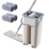 ALEENFOON Foldable Flat Mop and Buckets Set with 4 Squeegee Mop Pads Wash and Dry Flat Mop Cleaning System Floor Cleaner Mop for Cleaning Wooden Floor Laminate Tiles Stone Floors