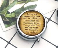 CS Lewis Quote Necklace Courage Dear Heart Aslan Compact 3 Compartment Medicine Case, Pill Box for Pocket or Purse Pill Box Decorative Pill Case with Gift Box