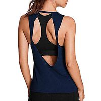 Fudule Women's Workout Tops Sexy Backless Yoga Muscle Shirts Open Back Gym Running Sport Exercise Tank Tops for Women