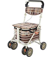 Portable Exercise Walkers Aluminium Four Wheeled Rollator Walking Aid Seat And Shopping Basket Adjustable Height Light And Safe Design Brakelever