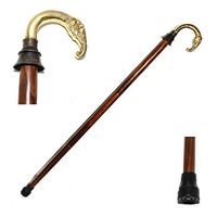 Eve.Store Design Toscanoe Elephant Polished Brass Curved Handle Walking Stick