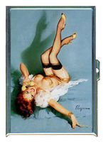 Redhead Pin Up Girl Telephone Double-Sided Cigarette Case, ID Holder, Wallet with RFID Theft Protection