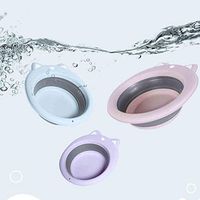 Gotian Versatile Collapsible Portable Foldable Wash Basin Folding Bucket Travel Home ~ Save Space, Non-toxic, Health, Environmental Protection, without any Odor (36 x 32cm) (Blue)