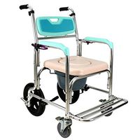 Adjustable Backrest Toilet Commode with Non-Slip Armrests, Foldable Wheeled Mobile Chair/Shower Chair, for Elderly/Pregnant/Disabled, Extra Wide Commode