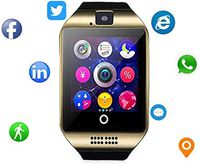 lvdaooohou Smartwatch with Camera & Music Remote for Android - Smart Watch Fitness Tracker with Audio and Image and Camera for Men & Women (Gold)