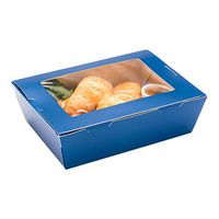 Cafe Vision 71 oz Midnight Blue Paper Large Take Out Container - Hinge Lock - 8 3/4" x 6 1/2" x 2 1/2" - 200 count box - Restaurantware