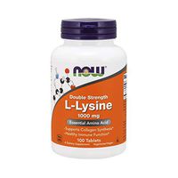 NOW Supplements, L-Lysine (L-Lysine Hydrochloride) 1,000 mg, Double Strength, Amino Acid, 100 Tablets